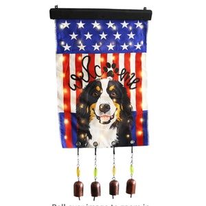 NEW Dog Themed Garden Flag with Solar Lights-Wind Chimes (24x12 inches)